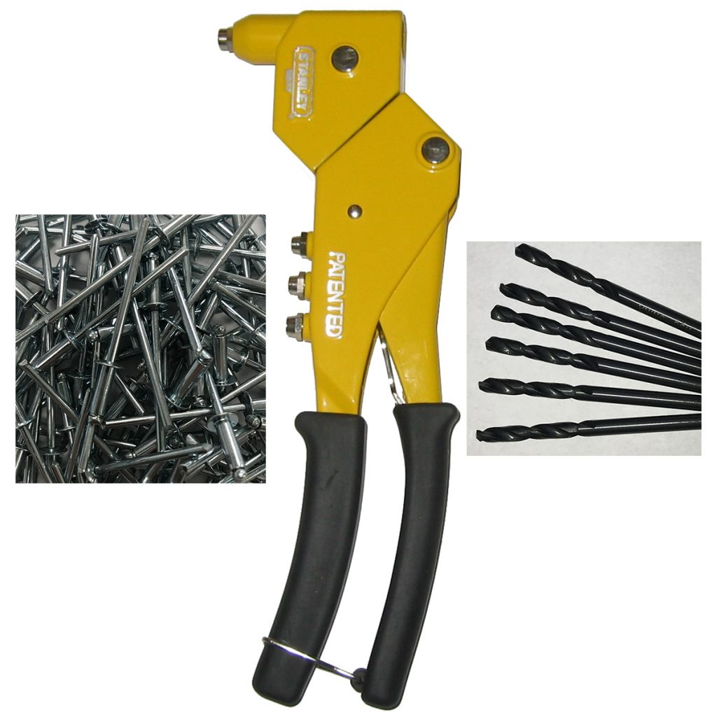 Hardware Pop Rivet Gun, Pop Rivets (500), Drill Bit (1) Air